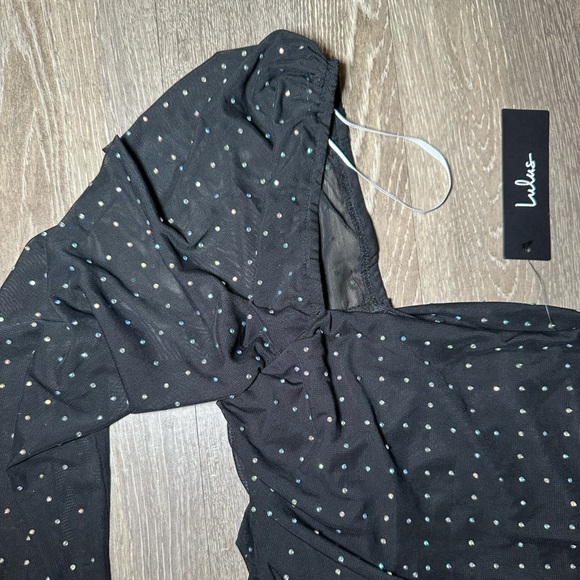 Lulu's Black Rhinestone Ruched Dress - Picture 2 of 2